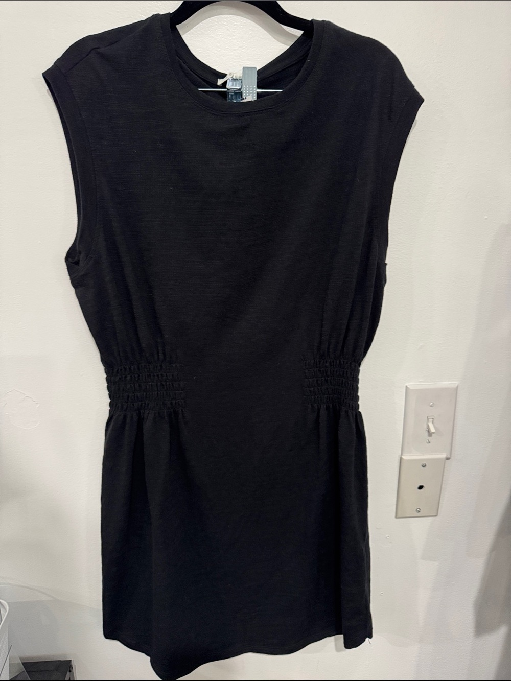 Z Supply Black Sleeveless Smocked-Waist Mini Dress - Picture 1 of 1